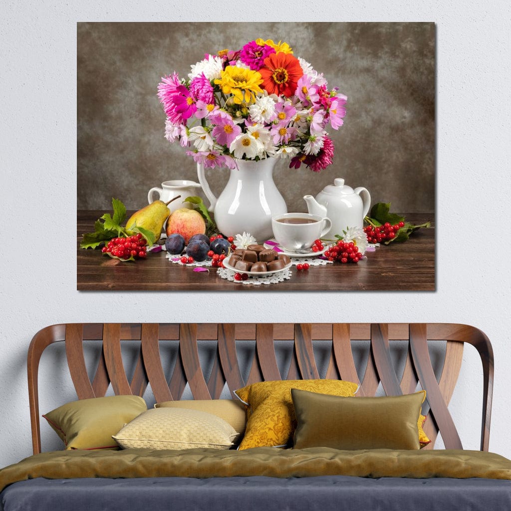 Flowers, Fruits, Chocolate & Coffee Canvas Wall Art