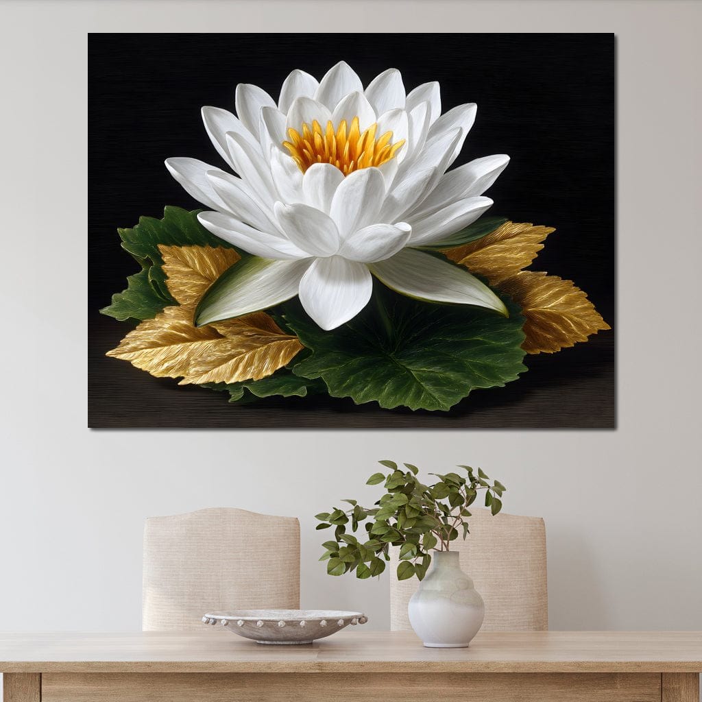 Radiant Lotus Elegance Canvas Wall Art