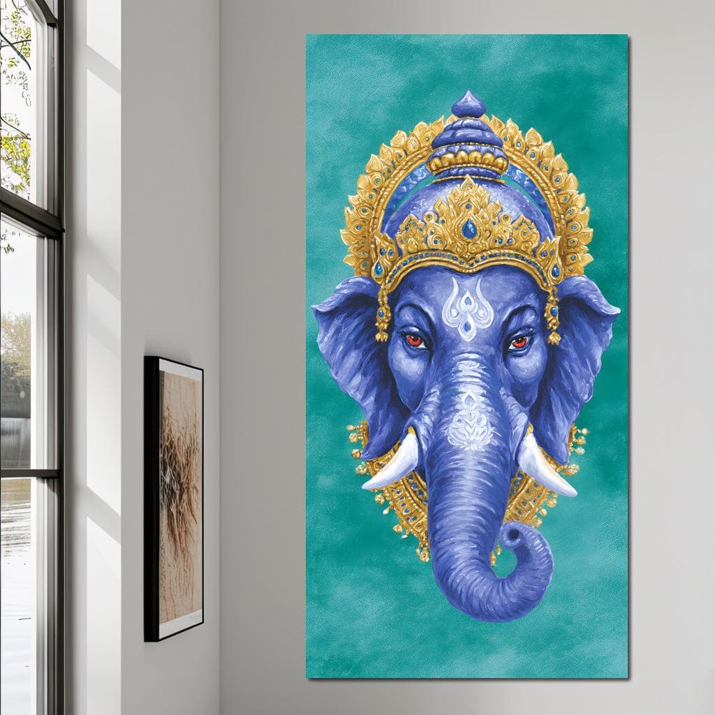 Royal Indigo Elephant Majesty Canvas Wall Art