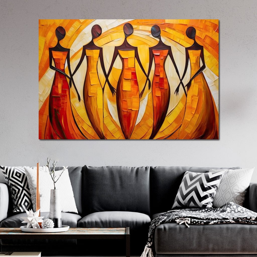 Women in Maroon Harmony Canvas Wall Art