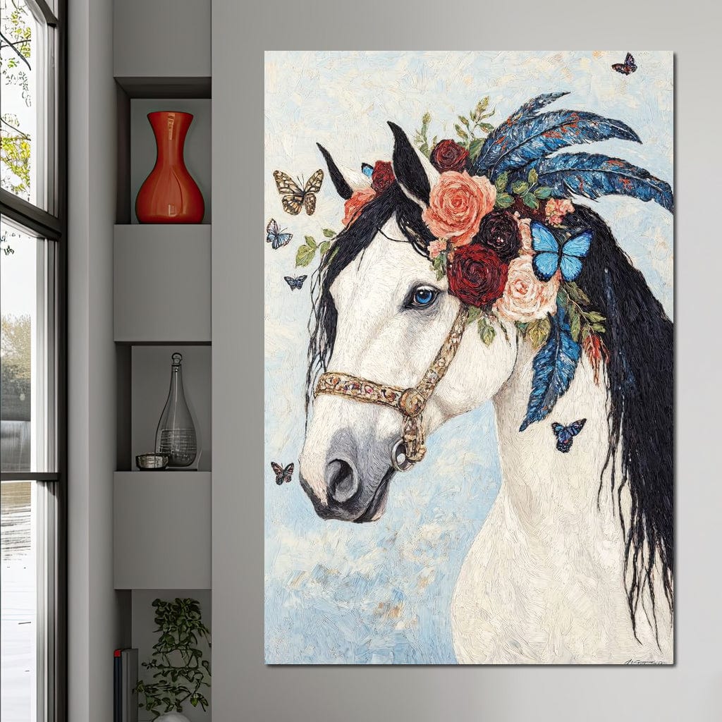 Majestic White Horse Harmony Canvas Wall Art
