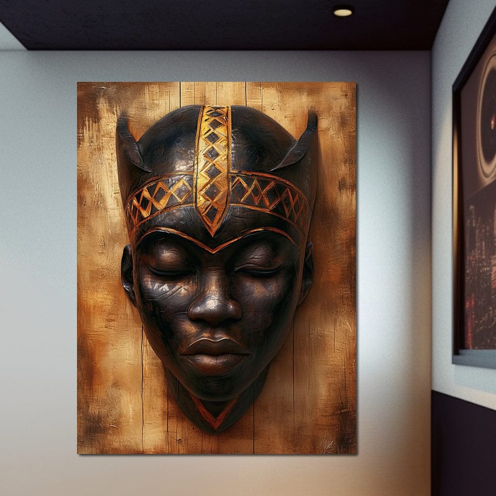 Golden Tribal Sentinel Canvas Wall Art