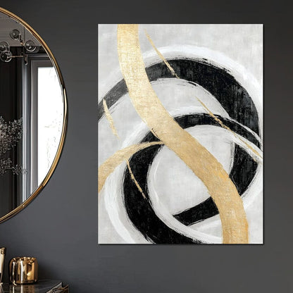 Golden Elegance Spirals Canvas Wall Art