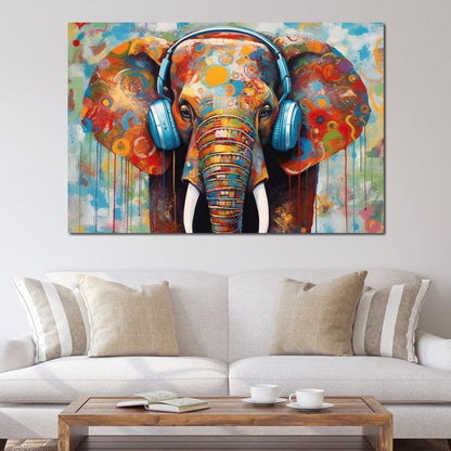 Elephant's Echoing Melody Canvas Wall Art