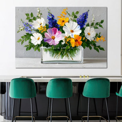 Sunlit Wildflower in Water Canvas Wall Art