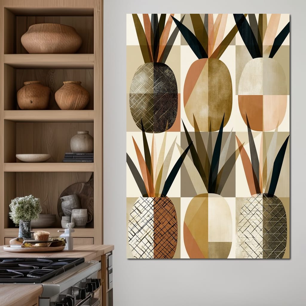 Geometric Tropical Pineapples Study Canvas Wall Art