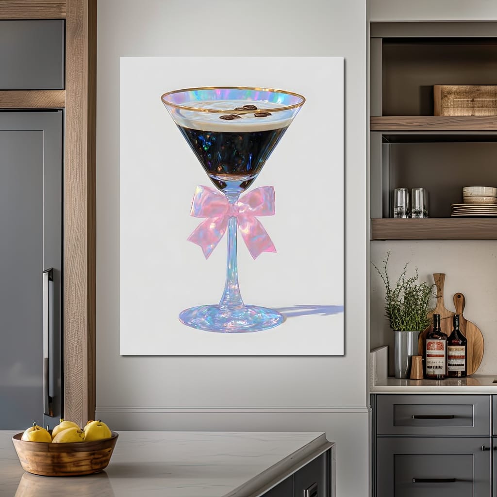 Iridescent Espresso Martini Bow Canvas Wall Art