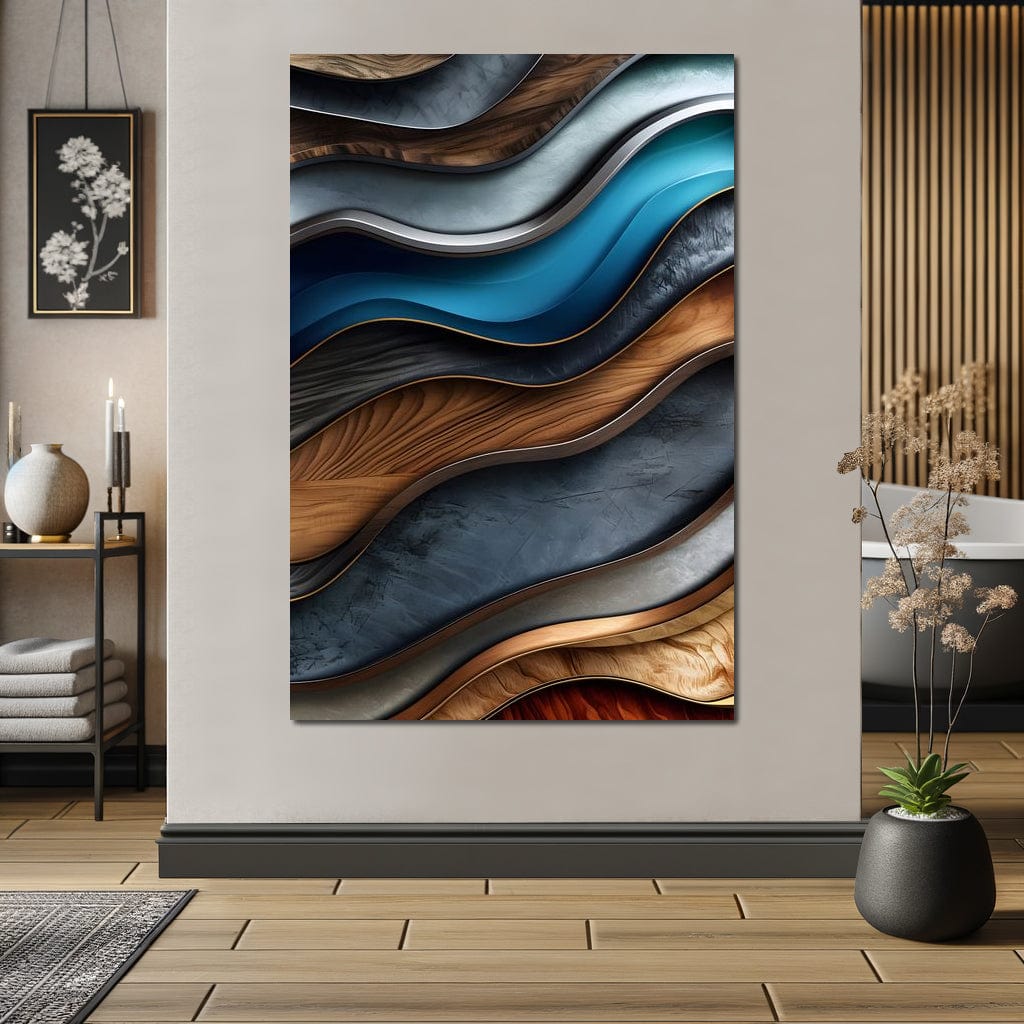 Colorful Wooden Waves 001 Canvas Wall Art