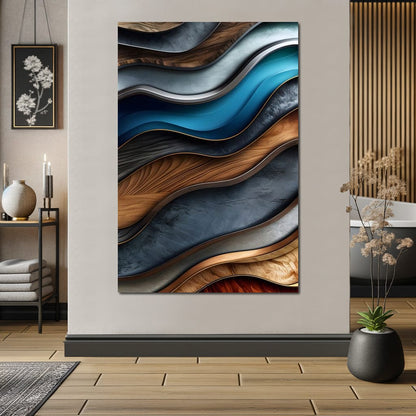 Colorful Wooden Waves 001 Canvas Wall Art