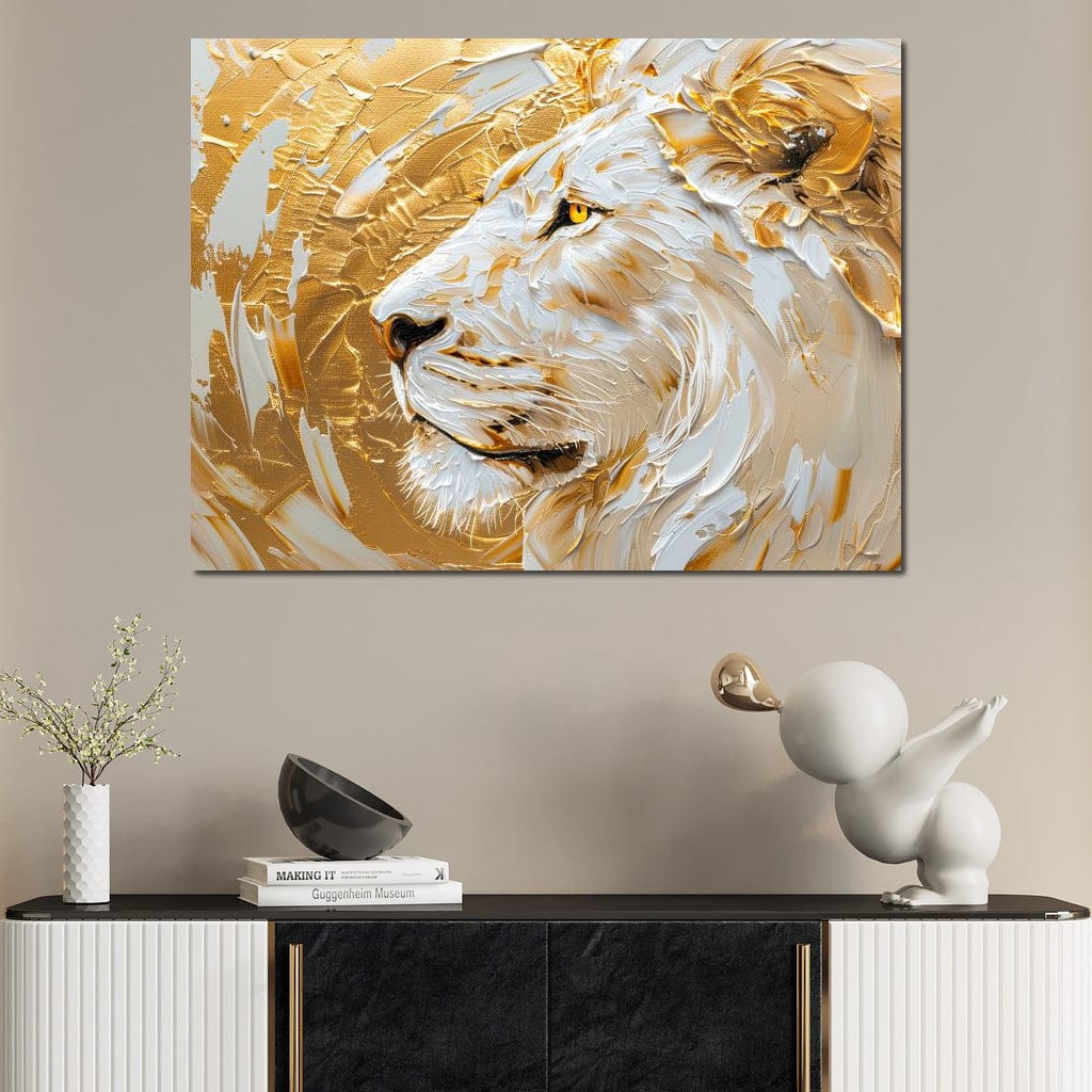 Golden Monarch Lion Canvas Wall Art