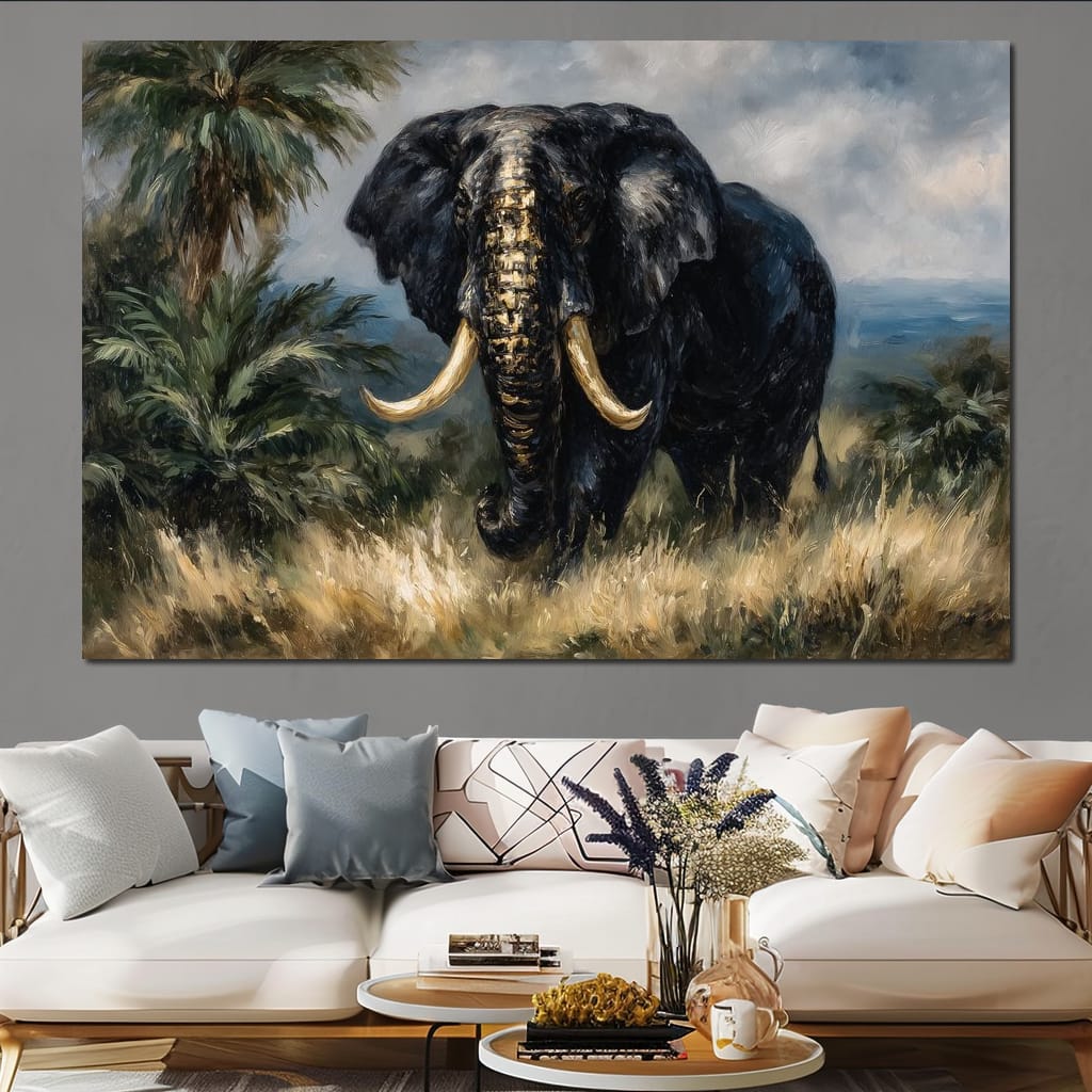 Majestic Elephant Safari Gold Canvas Wall Art