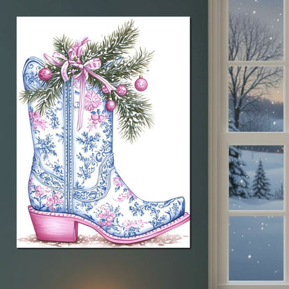 Holiday Cowboy Boot Bouquet Canvas Wall Art
