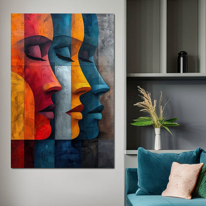 Chromatic Contours Converge Canvas Wall Art