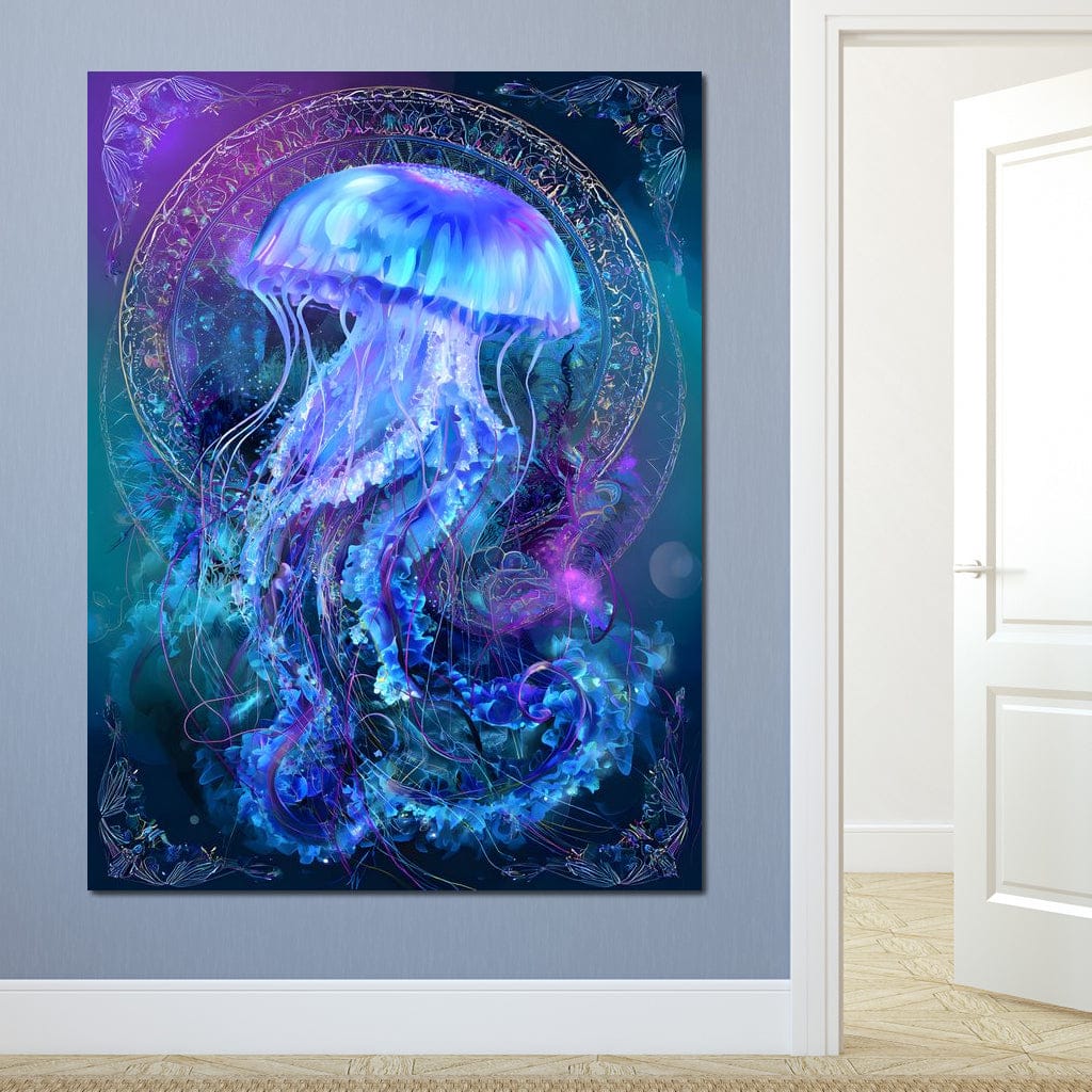 Glowing Jellyfish Ocean Ballet Canvas Wall Art