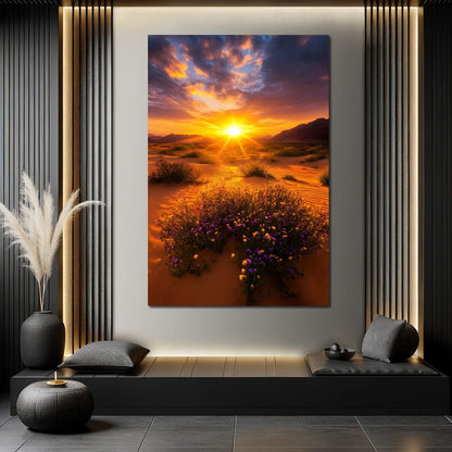 Golden Horizon Meadow Bloom Canvas Wall Art