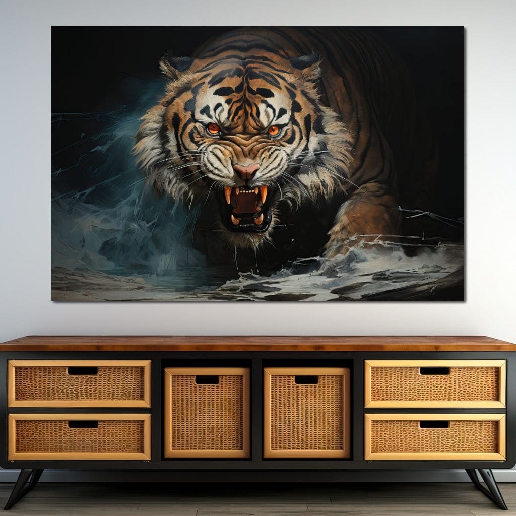 Angry Siberian Tiger Canvas Wall Art