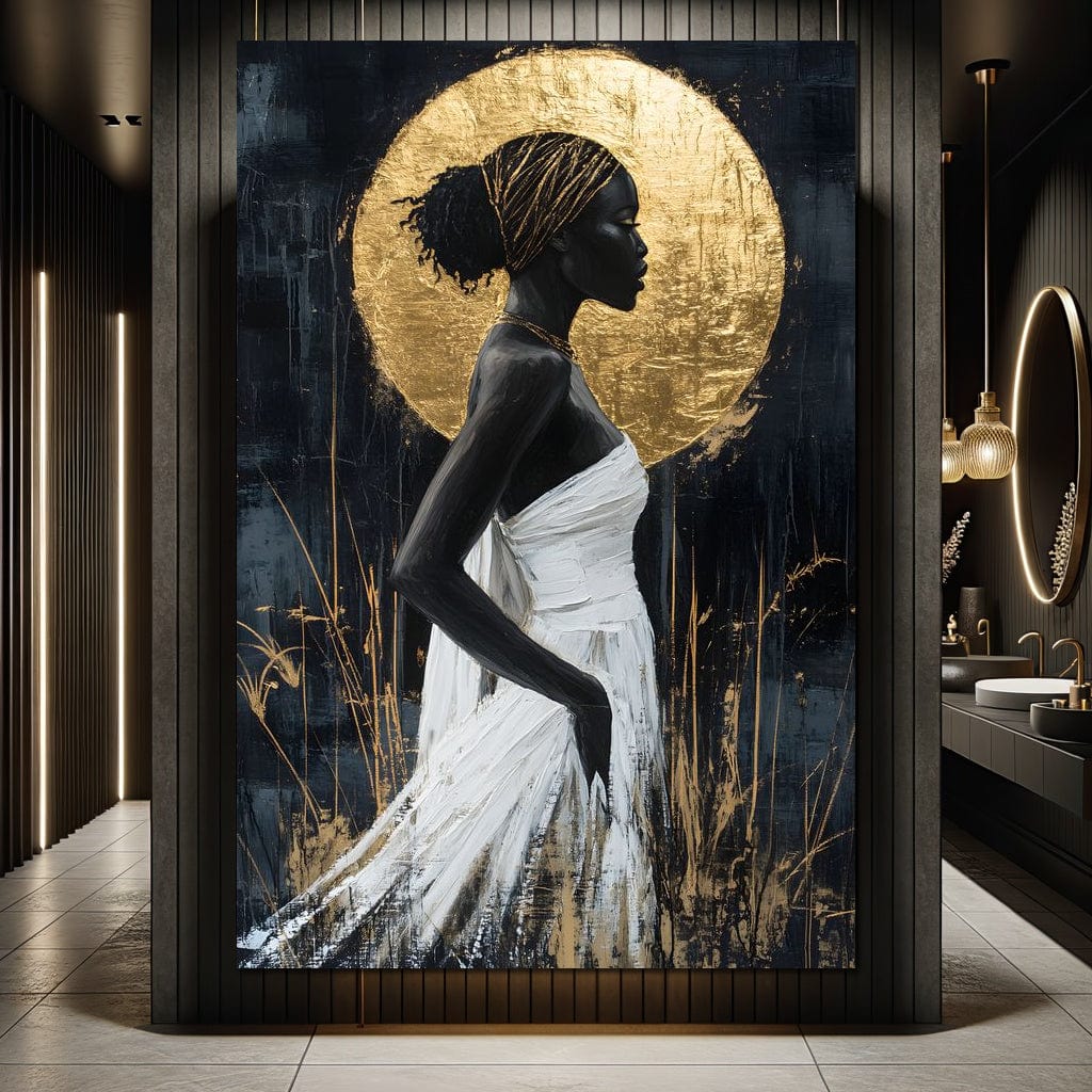 Golden Halo Grace Silhouette Canvas Wall Art