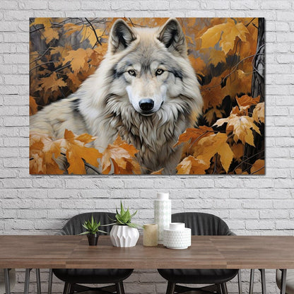 Autumnal Arctic Wolf Canvas Wall Art