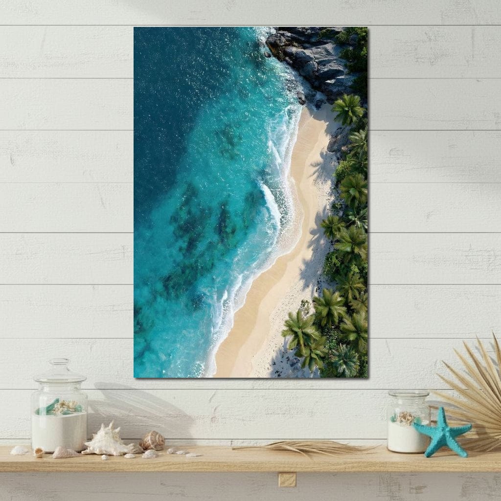 Tropical Cove Aerial Shoreline Canvas Wall Art