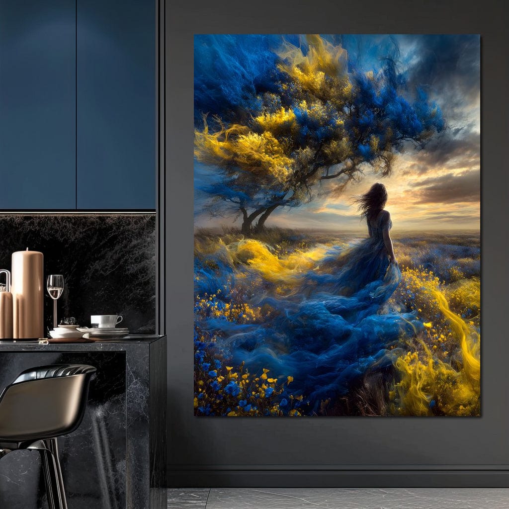 Golden Sapphire Dream Fields Canvas Wall Art