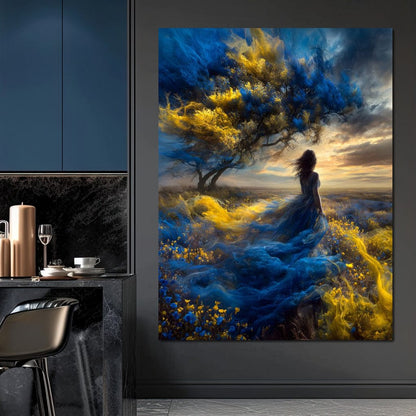 Golden Sapphire Dream Fields Canvas Wall Art