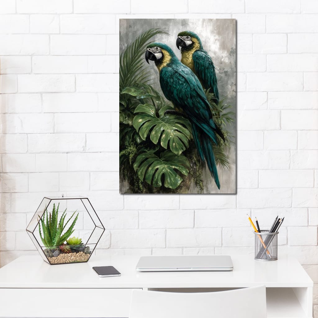 Emerald Jungle Guardians Canvas Wall Art
