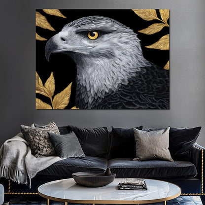 Majestic Sentinel Golden Leaves Canvas Wall Art