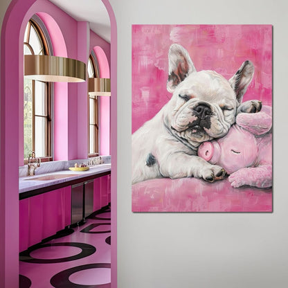 Slumbering Frenchie Dreams Canvas Wall Art