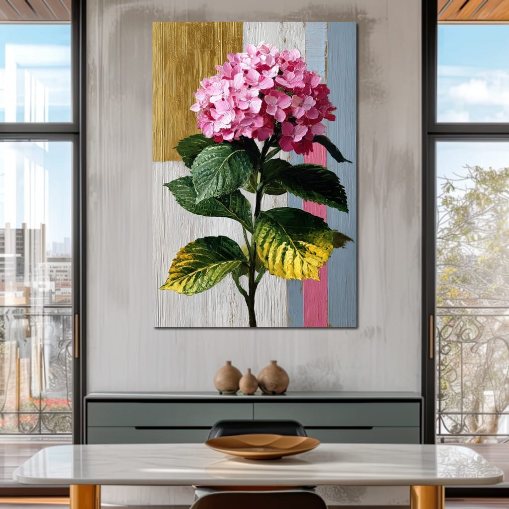 Pink Hydrangea Garden Glow Canvas Wall Art