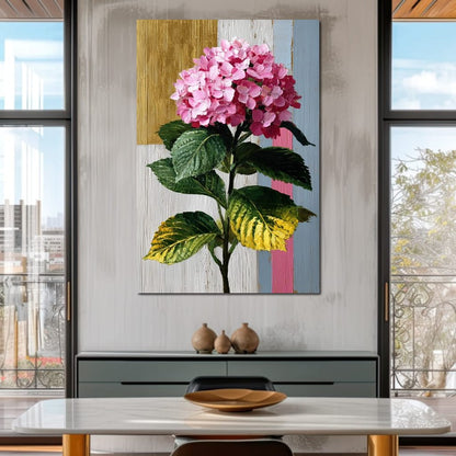 Pink Hydrangea Garden Glow Canvas Wall Art