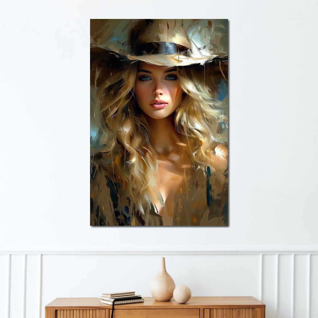 Golden Serenity Portrait Canvas Wall Art