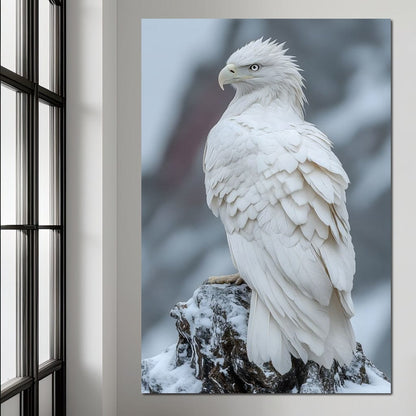 Majestic Winter Hawk Sentinel Canvas Wall Art