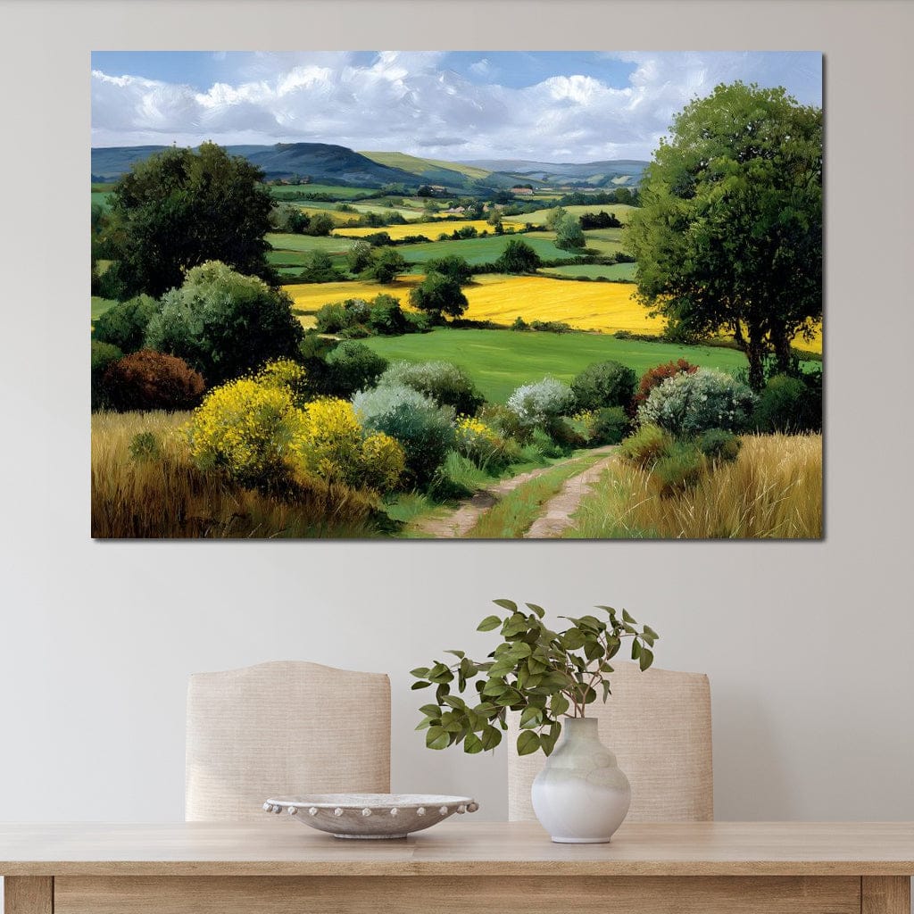 Golden Fields Country Path Canvas Wall Art