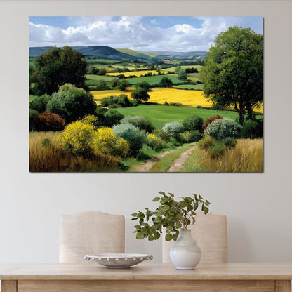 Golden Fields Country Path Canvas Wall Art