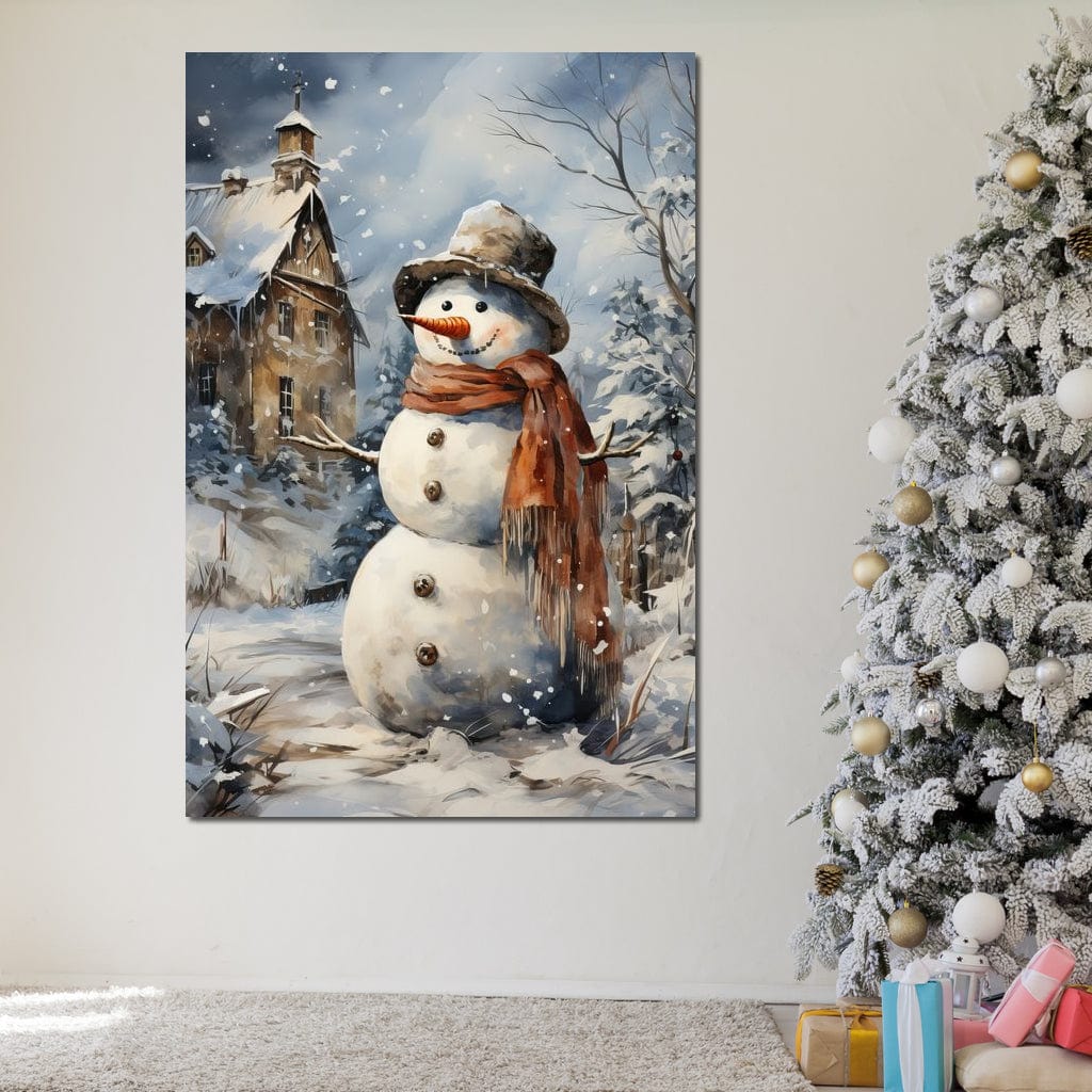 Christmas Snowman Canvas Wall Art