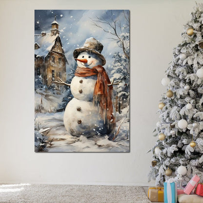Christmas Snowman Canvas Wall Art