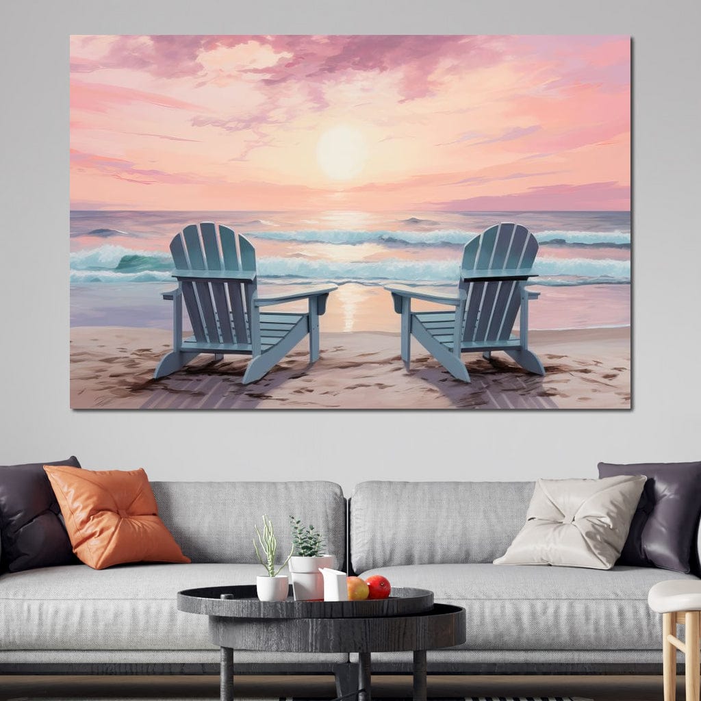 Vacation Beach Chairs Canvas Wall Art