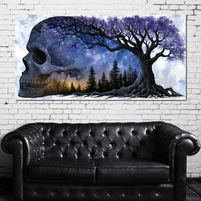 Where Cosmic Night Meets Forest Roots Canvas Wall Art