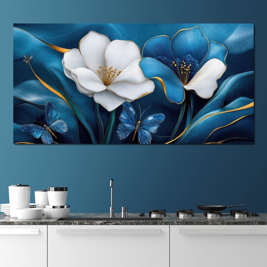 Blue Symphony of Flowers Canvas Wall Art