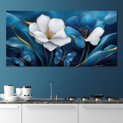 Blue Symphony of Flowers Canvas Wall Art