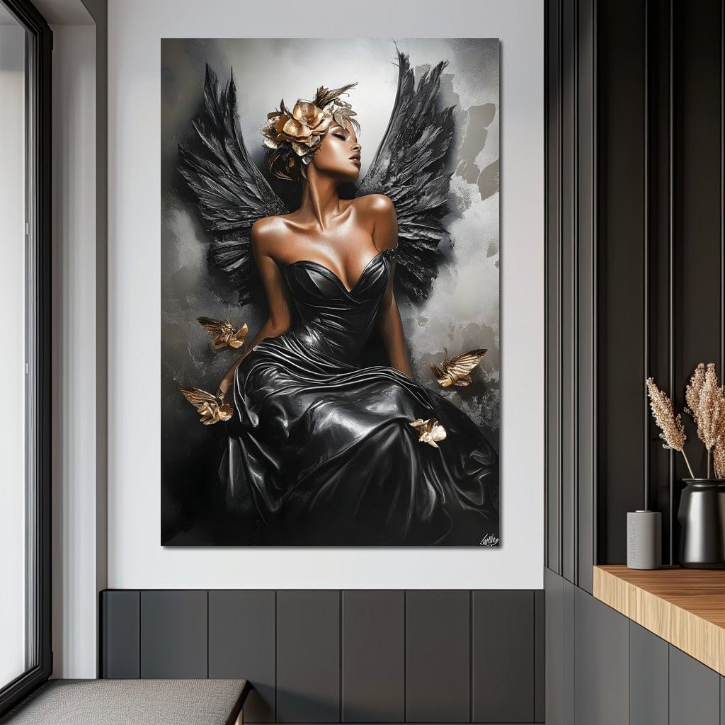 Golden Wings of Elegance Canvas Wall Art