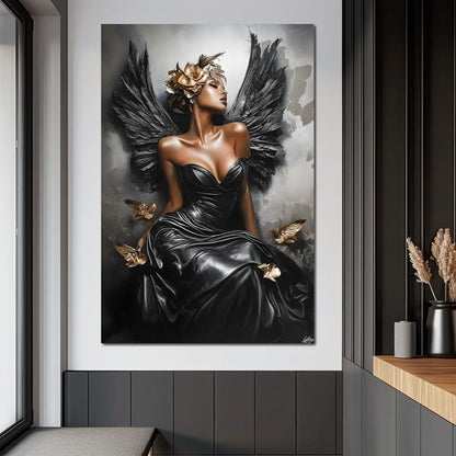 Golden Wings of Elegance Canvas Wall Art