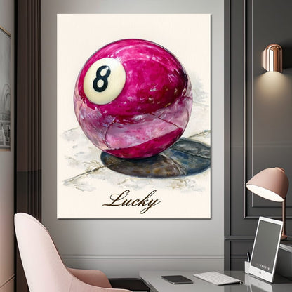 Lucky Eight Billiard Ball Canvas Wall Art