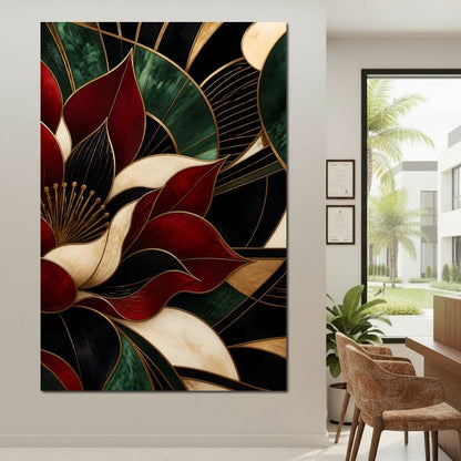 Gilded Petal Geometry Canvas Wall Art