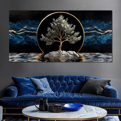Golden Olive Tree Halo Reflection Canvas Wall Art