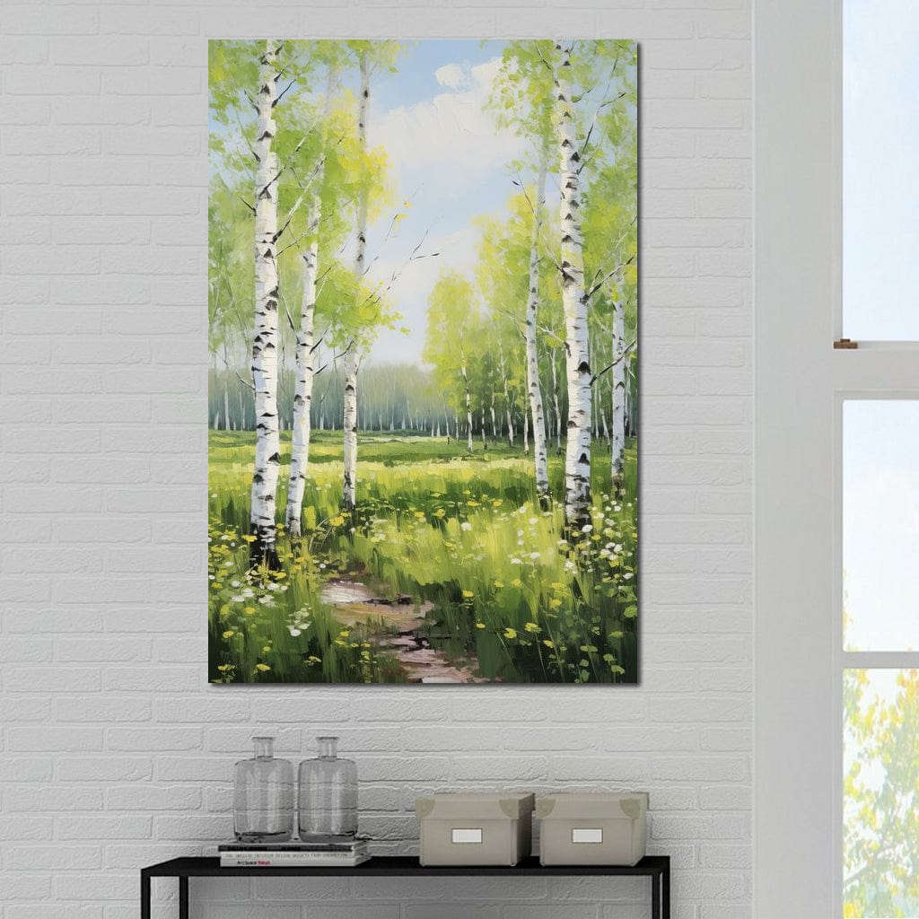 Birch Forest Springtime Canvas Wall Art