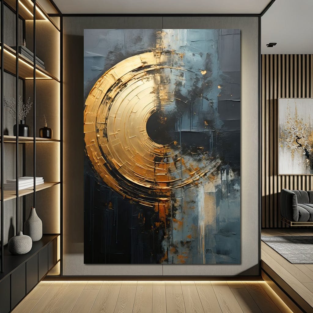 Abyssal Echoes in Gold Canvas Wall Art