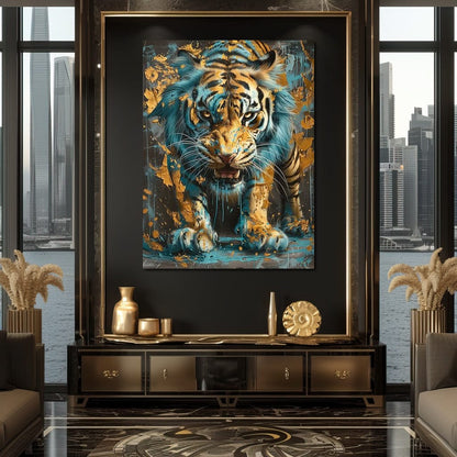 Majestic Radiance of a Golden Tiger Canvas Wall Art