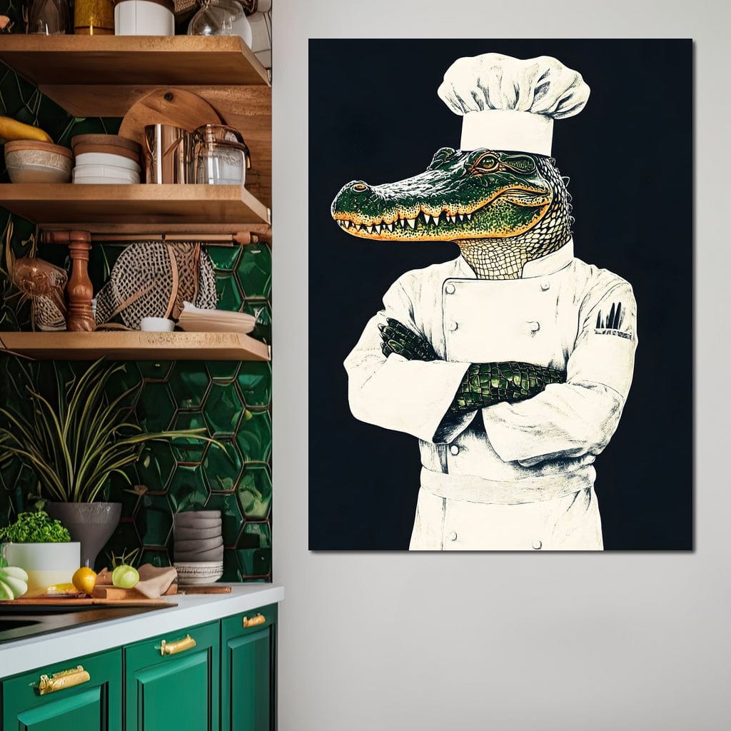 Gator Chef Culinary Humor Canvas Wall Art