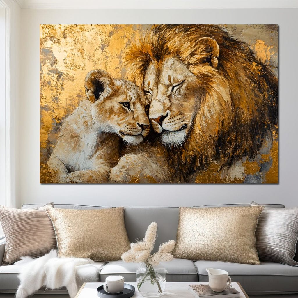 Golden Lions Canvas Wall Art